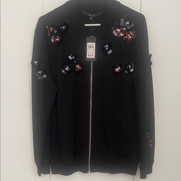 Guess Black Floral Embellished Jacket size Small